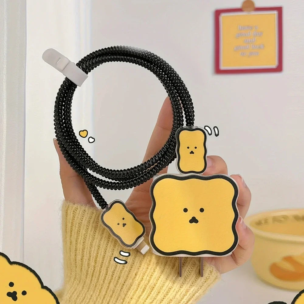 Cute Yellow Face iPhone CHarger Protector P28